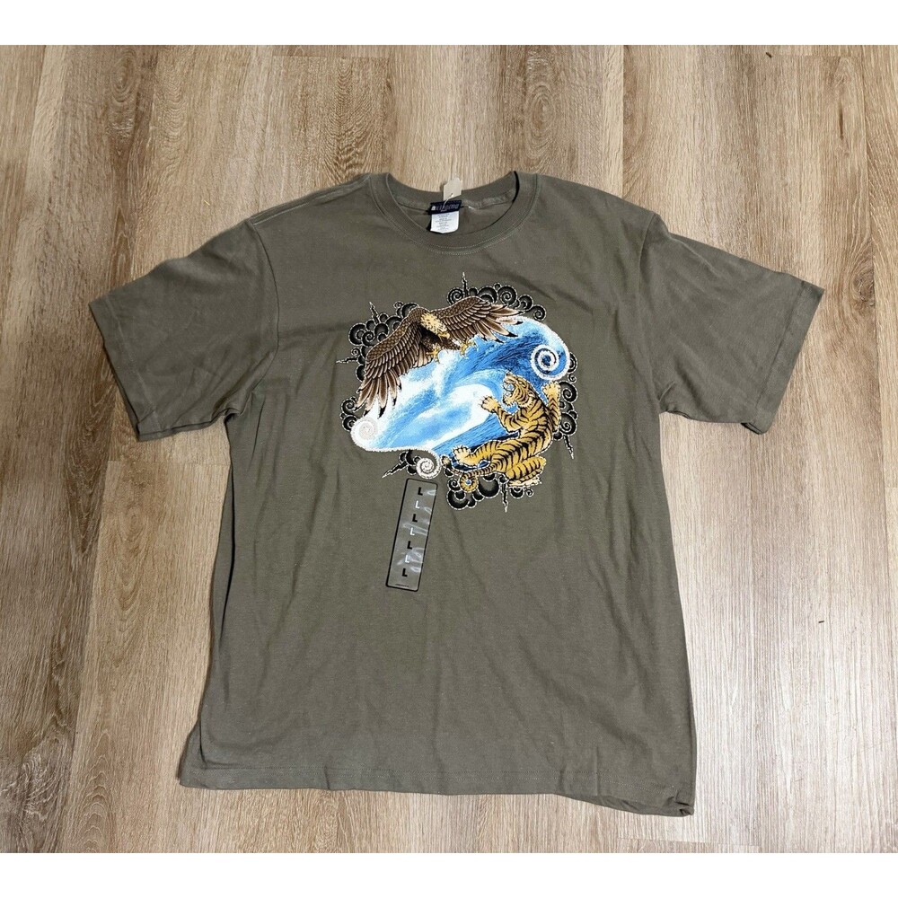Vintage Y2K Extreme Limit Eagle Tiger Ocean T Shirt Grunge Deadstock Mens L